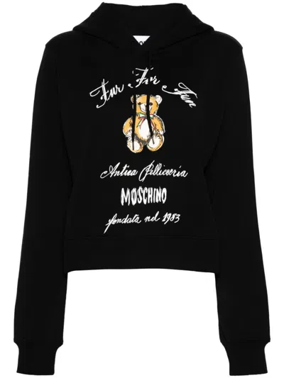 Moschino Teddy Bear-motif Hoodie In Black