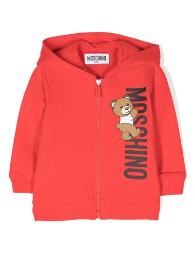 Moschino Babies' Teddy Bear-motif Hoodie In Red