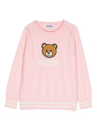 Moschino Kids' Teddy Bear-motif Jumper In Pink