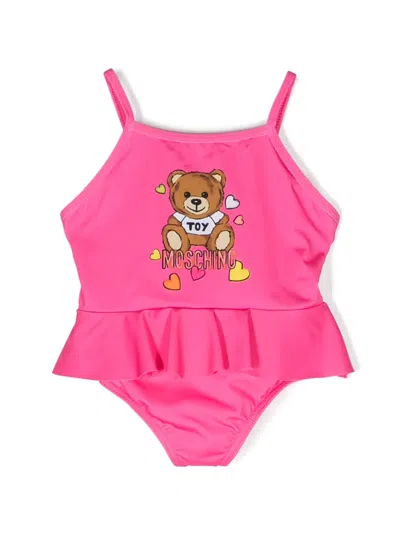 Moschino Babies' Teddy Bear-motif Layered Swimsuit In Pink