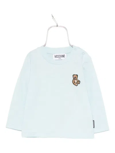 Moschino Babies' Teddy Bear-motif Long-sleeve Top In Blue