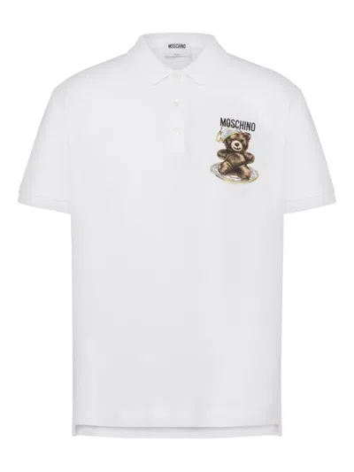 Moschino Teddy Bear-motif Polo Shirt In White