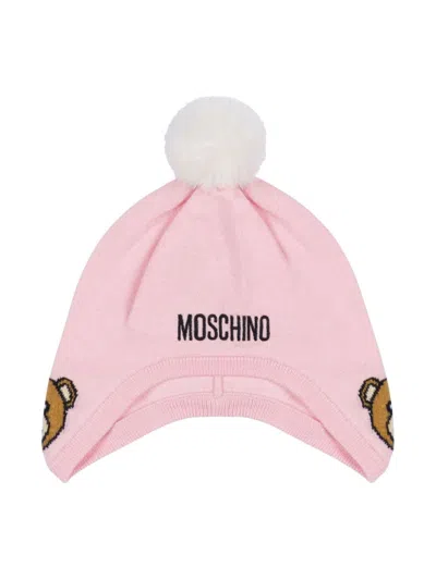 Moschino Babies' Teddy Bear-motif Pompom Beanie In Pink