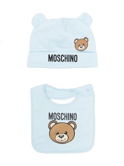 MOSCHINO TEDDY BEAR-MOTIF POMPOM BEANIE SET