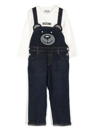 Moschino Babies' Teddy Bear Motif Set In Blue