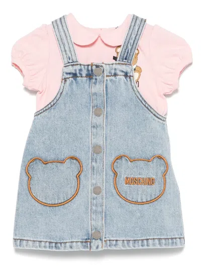 Moschino Babies' Teddy Bear-motif Shirt And Dress Set In Blue