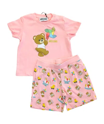 Moschino Teddy Bear-motif Shorts Set In Pink