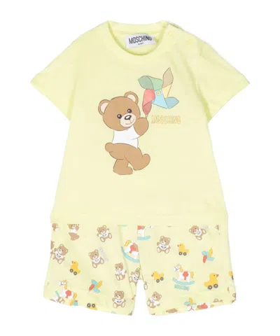 Moschino Teddy Bear-motif Shorts Set In Yellow