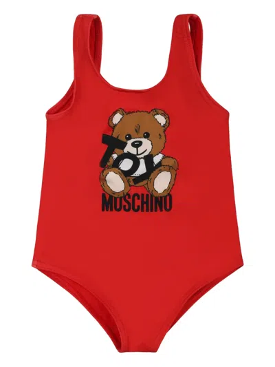 Moschino Babies' Teddy Bear-motif Swimsuit In Red