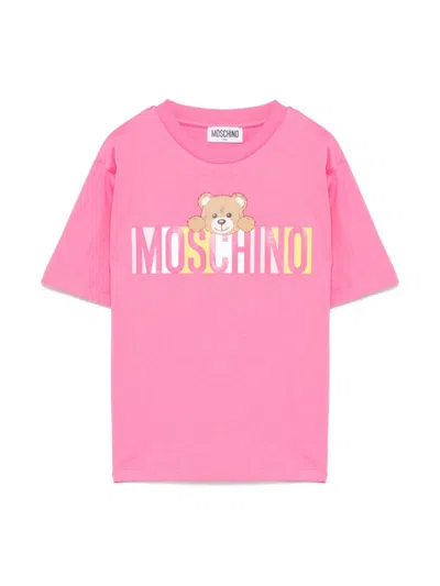 Moschino Kids' Teddy Bear-motif T-shirt In 粉色