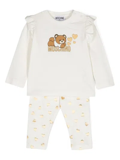 Moschino Babies' Teddy Bear-motif T-shirt And Leggings In White