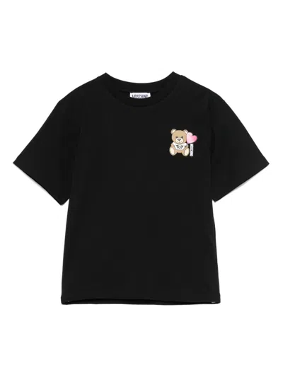 Moschino Kids' Teddy Bear-motif T-shirt In Black