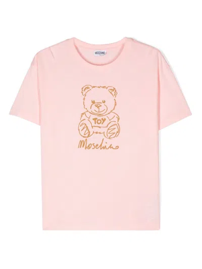 Moschino Kids' Teddy Bear-motif T-shirt In Pink