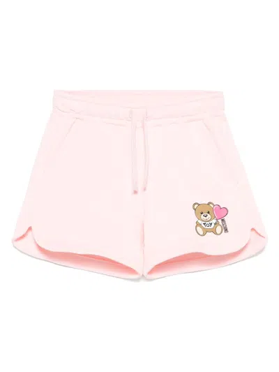 Moschino Kids' Teddy Bear-motif Track Shorts In Pink