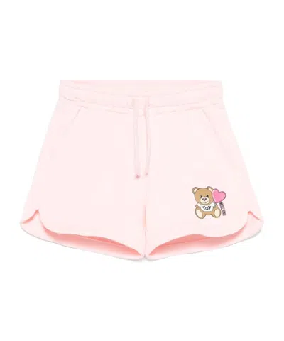 Moschino Teddy Bear-motif Track Shorts In Pink