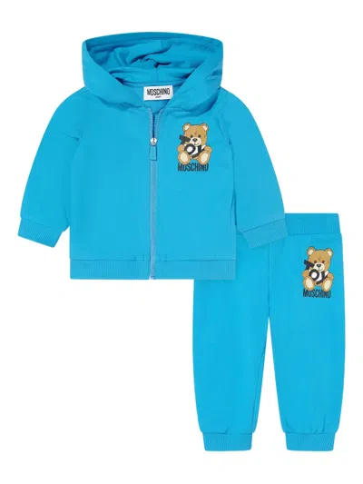 Moschino Babies' Teddy Bear Motif Tracksuit In Blue