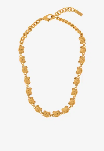 Moschino Teddy Bear Necklace In Gold