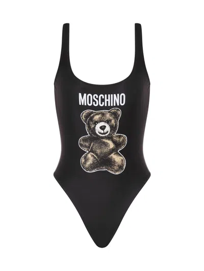 Moschino Teddy Bear One-piece Swimsuit In Black