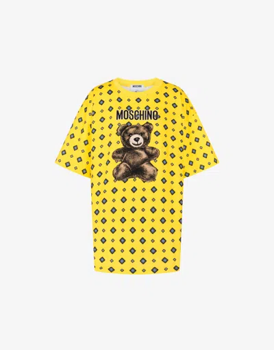 Moschino Teddy Bear Organic Cotton Jersey T-shirt In Yellow