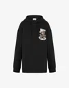 Moschino Graphic Print Hooded Longline Ribbed Cuffs In Black