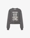 Moschino Ribbed Knitwear With Crew Neck And Graphic Print In Gray