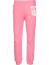 Moschino Teddy Bear Organic Cotton Track Trousers In Rosa