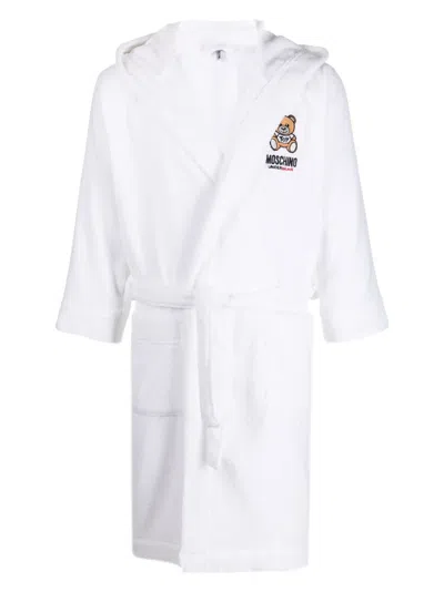 Moschino Teddy Bear Patch Bathrobe In White