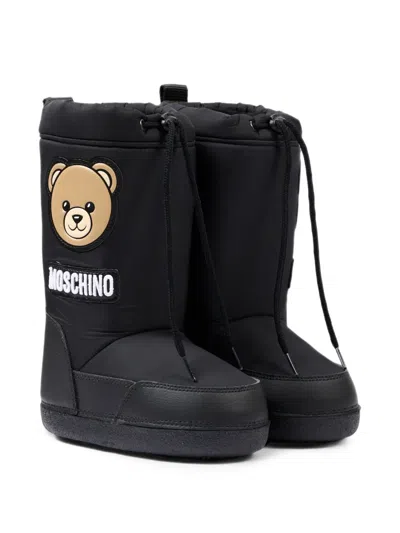 Moschino Kids' Teddy Bear Patch Boots In Multi