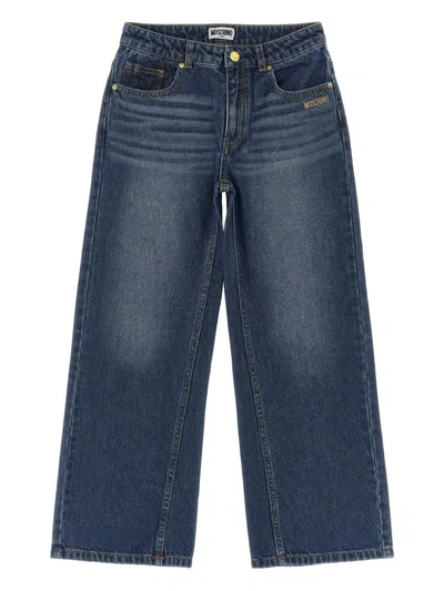 Moschino Kids' Teddy Bear Patch Jeans In Blue