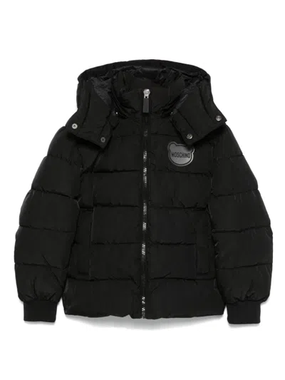 Moschino Kids' Teddy Bear-patch Puffer Jacket In Black