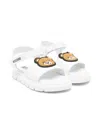 Moschino Teddy Bear Leather Sandals In White