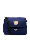 Moschino Teddy Bear Patch Shoulder Bag In Blue