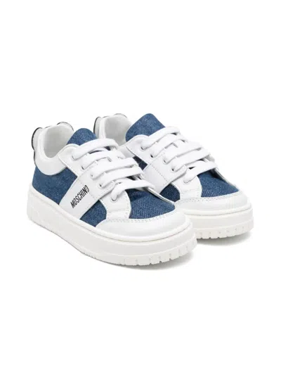 Moschino Kids' Teddy Bear-patch Sneakers In Blue
