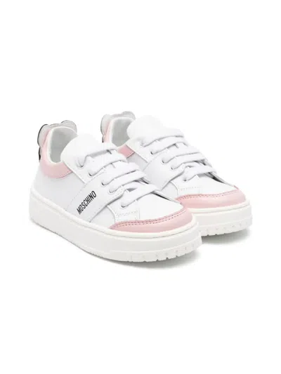 Moschino Kids' Teddy Bear-patch Sneakers In White