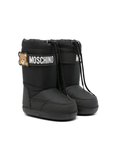 Moschino Kids' Teddy Bear-patch Snow Boots In Black