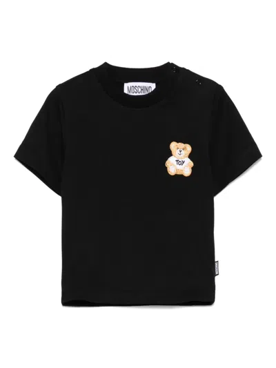 Moschino Babies' Teddy Bear-patch T-shirt In Black