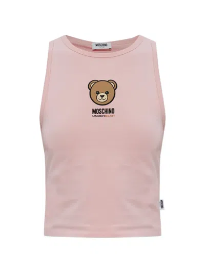 Moschino Teddy Bear Patch Tank Top In Pink