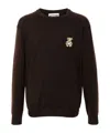 Moschino Ribbed Knit Crewneck Sweater In Black