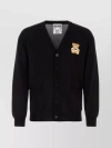 MOSCHINO TEDDY BEAR PATCHED COTTON CARDIGAN