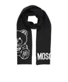 Moschino Teddy Bear Pattern Scarf In Black
