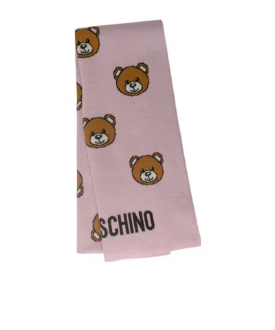 Moschino Teddy Bear Pattern Scarf In Pink