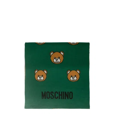 Moschino Teddy Bear Pattern Scarf In Green