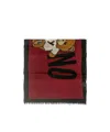 Moschino Teddy Bear Pattern Scarf. In Red