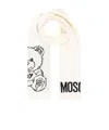 Moschino Teddy Bear Pattern Scarf In White