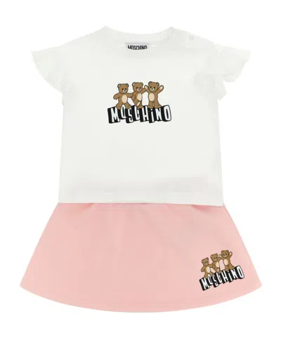 Moschino Babies' Teddy Bear Pattern Two-piece Skirt Set In Multi