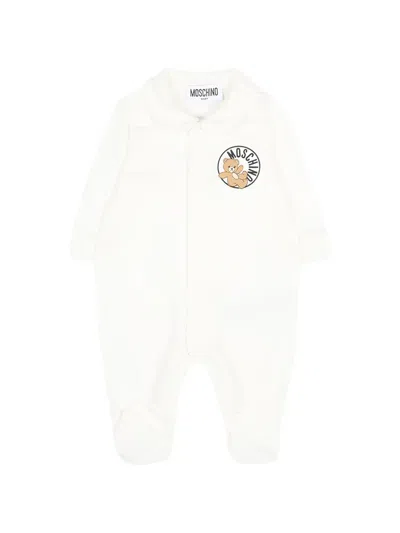 Moschino Teddy Bear Peter Pan-collar Babygrow In White