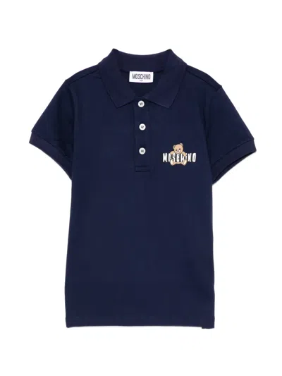 Moschino Teddy Bear Polo In Blue