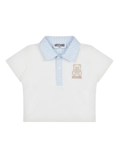 Moschino Babies' Teddy Bear Polo Shirt In White