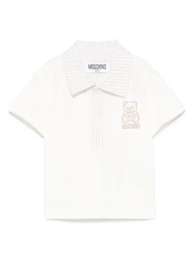 Moschino Babies' Teddy Bear Polo Shirt In White