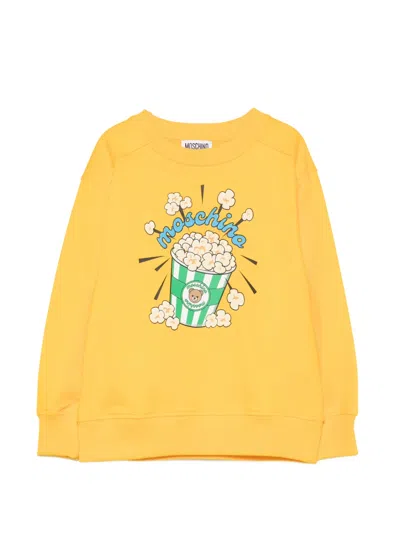 Moschino Kids' Teddy Bear Popcorn-print Sweat In Yellow
